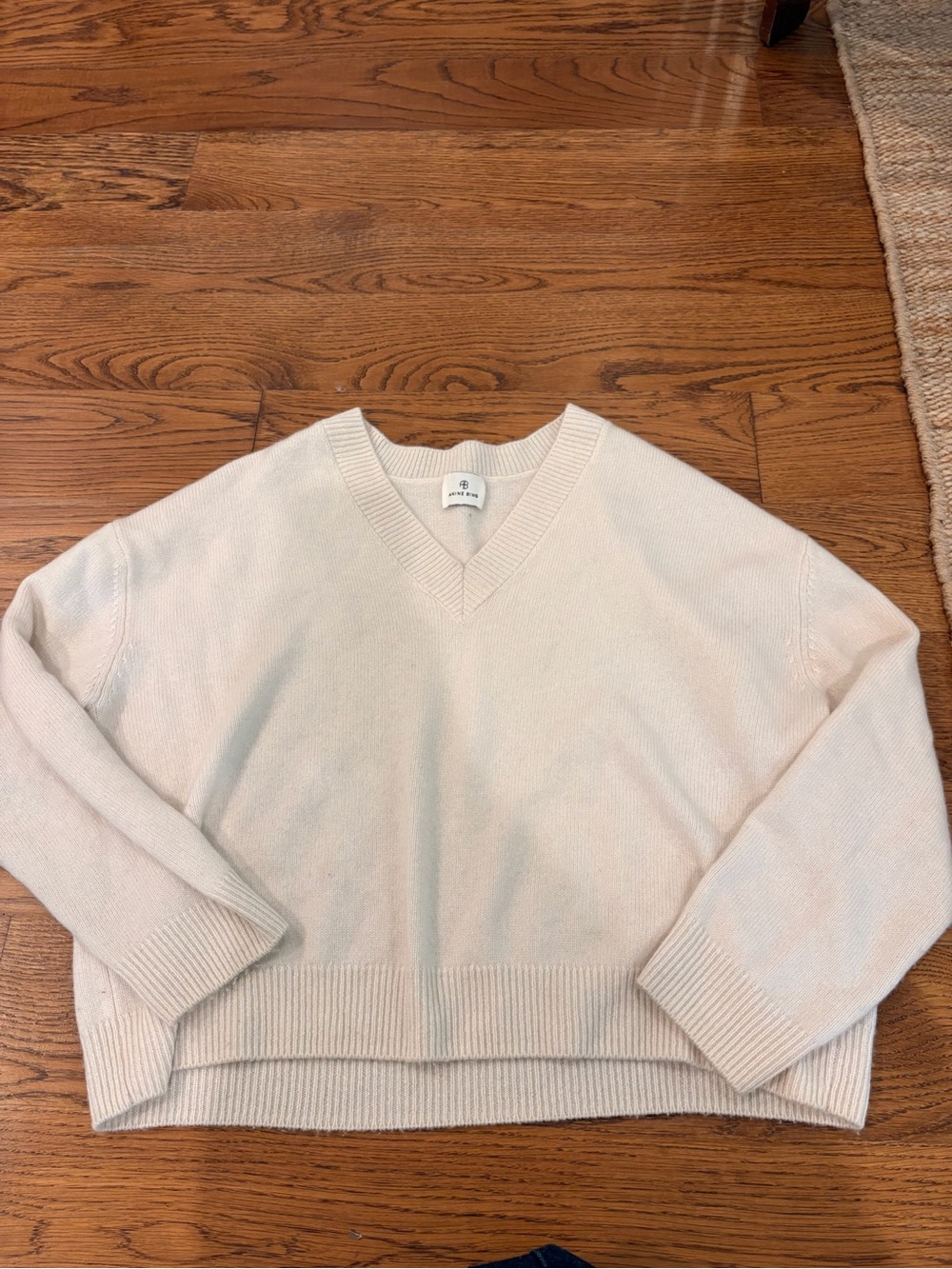 Anine Bing V-Neck Sweater in Soft Cream